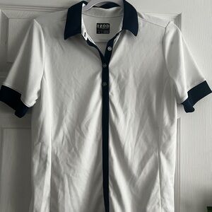 IZOD women’s White and Blue Button Down Shirt